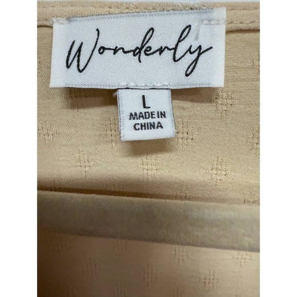 Beige Boho VNeck Tassel Blouse Size Large Concert Light Weight Minimalist - Picture 5 of 6